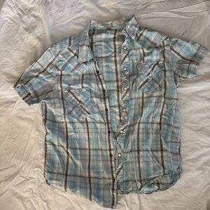 Plaid Short Sleeve Button-Up Shirt